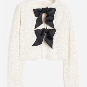 H&M Sequin Tie Front Jacket